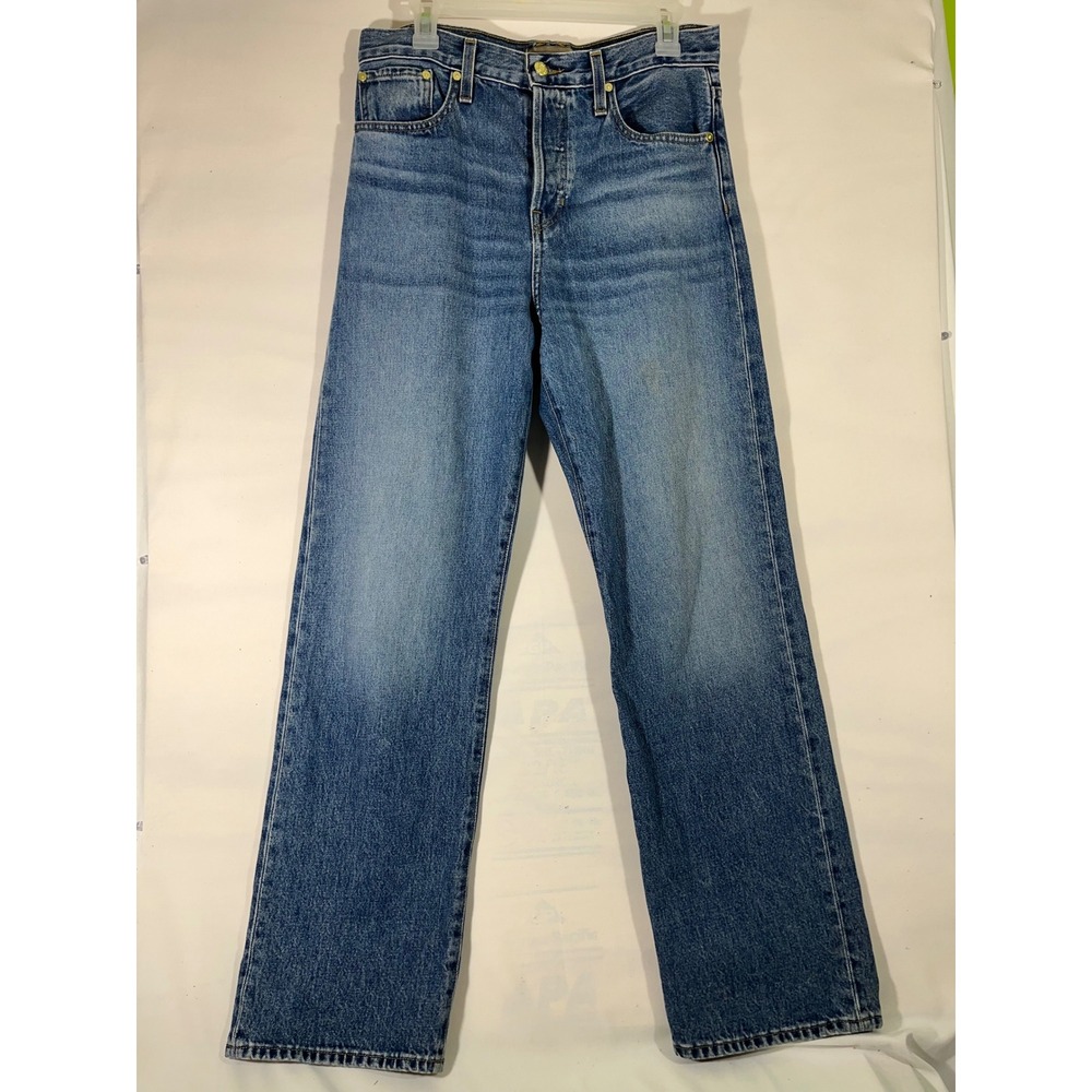 POINT SUR DENIM Unisex Straight Leg Button Fly Jean Sturdy Medium Wash Sz 28x32